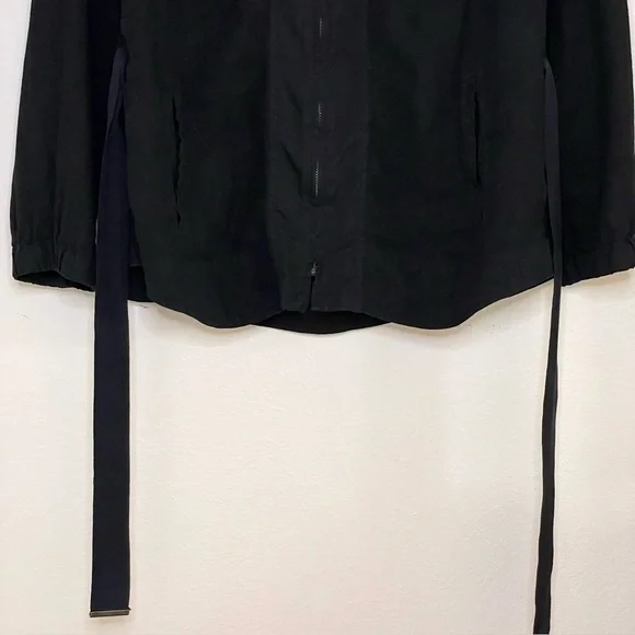 Isabel Marant Etoile Linen Blend Utility Jacket Zip Front Belted Black 6 Medium - Picture 6 of 13